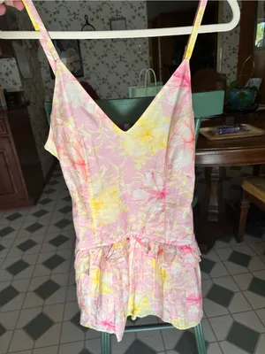 LoveShackFancy Fabienne dress Pink & Yellow Floral Mini Dress size 8 thumbnail 2