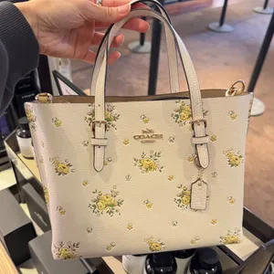 NWT Coach Mollie Tote 25 Floral Leather Bag CAL44 thumbnail 1