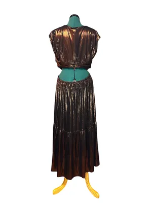 Sugarlips Marbella Bronze Metallic Cut Out Midi Dress XL thumbnail 8