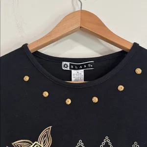 Vintage Blast Morocco Embroidered Short Sleeve Pique T-Shirt Gold Accents size M thumbnail 4