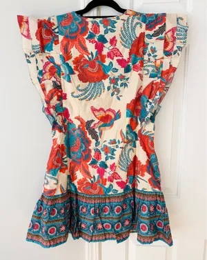 Farm Rio Ruffle-Sleeve Button Front Mini Dress, Size M thumbnail 13