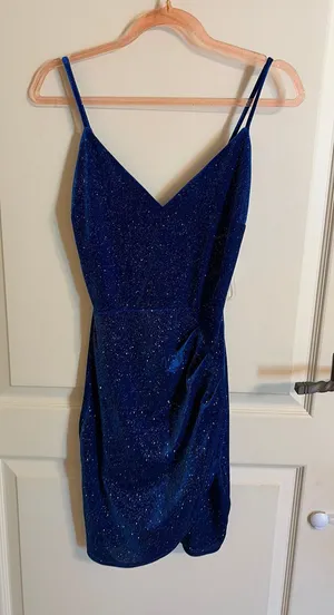 Blue Sparkly Windsor Dress short thumbnail 1