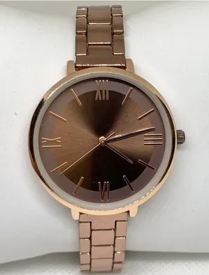 Accutime women’s watch brown tone quartz analog 35mm links bracelet running thumbnail 1