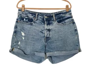 Old Navy High Rise OG Straight Cuffed Denim Jean Short Women’s 12 thumbnail 1