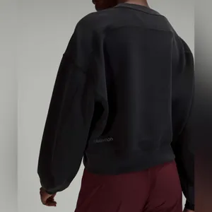 Lululemon NWOT Perfectly Oversized Cropped Crew *Softstreme - Black - 6 thumbnail 3