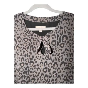 Loft Gray/Black Leopard‎ Print Babydoll Dress, Medium thumbnail 4