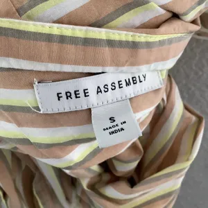Free Assembly 100% Cotton Button Up Tie Waist Striped Midi Dress S Summer Casual thumbnail 6