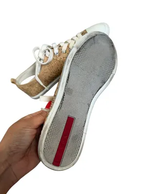 PRADA Tan Patent Leather Laser Cut Sneakers Size 37 / US 7 thumbnail 4