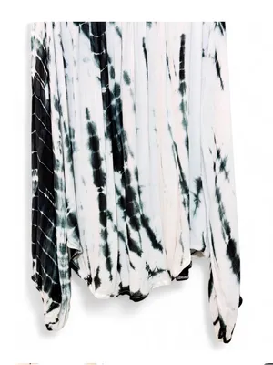 Elan Woman’s Boho White/Black Tie Dye Cold Shoulder Peek-A-Boo Blouse Top Size M thumbnail 11