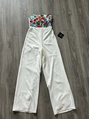 New Lulus Remarkable Energy White Floral Embroidered Strapless Jumpsuit MSRP $99 thumbnail 5