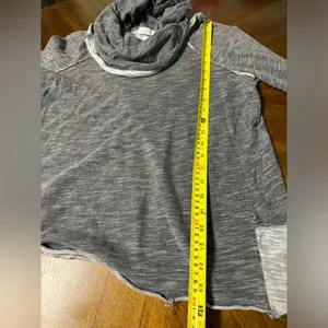 Free People Beach Gray Cowl Neck Turtleneck Sweater One Body Raw Edges *HOLE thumbnail 5