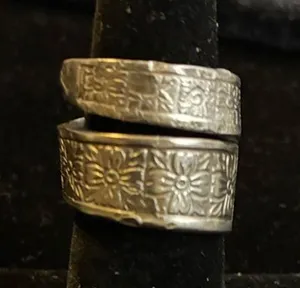 Vintage silver plate spoon ring size 5.5 thumbnail 1