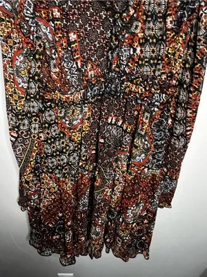 Miss Me Chiffon Patchwork Prairie Earth Tiered Ruffle Boho Cowgirl‎ Mini Dress thumbnail 4