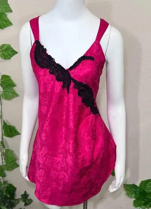 Victoria Secret Pink Lace Gold Label Vintage Rare Night Dress Slip thumbnail 1