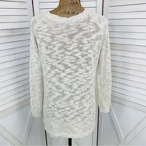 Aerie by AEO Happy Winter Open Weave‎ Sweater Tan Pink Medium Pullover thumbnail 5