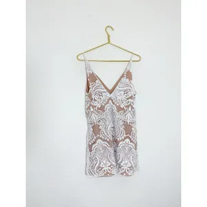 Free People Lace Night Shimmers Mini Dress Size 4 White Sequin Ivory Bridal thumbnail 12