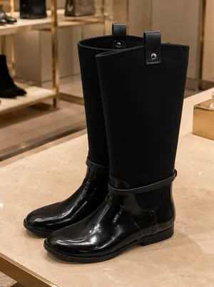 Michael Kors‎ Charm Stretch Calf Black Rain Boots Capsule Comfort Utility 9 thumbnail 1