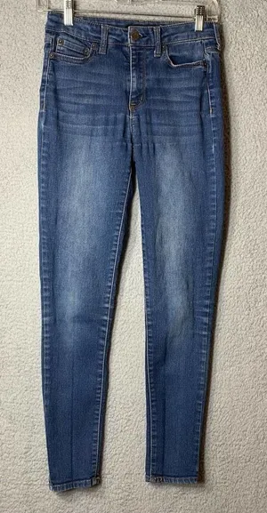 Aeropostale Jeans Womens 2 Blue High Waisted Stretch Denim‎ Jegging Distressed thumbnail 1
