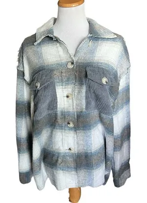 Womens Altar’d Altard State Plaid Ditressed Flannel Shirt Jacket Shacket - Sz L thumbnail 1