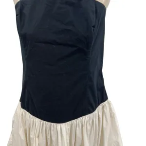 Abercrombie Bubble Hem Mini Dress Strapless‎ Black White Size XL thumbnail 5
