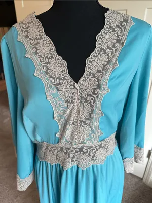 Venus Turquoise Lace Trim Maxi Dress thumbnail 3