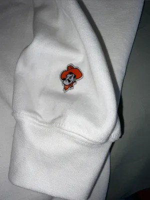Gildan White Oklahoma State Crewneck Sweatshirt with Orange Accent thumbnail 3
