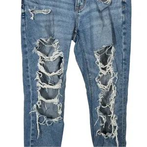American Eagle Distressed Mom Jeans Size 0 | Ripped Straight Leg | 90s Y2K thumbnail 4