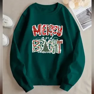 Boutique Merry Christmas Green Longsleeve Sweatshirt NEW thumbnail 1