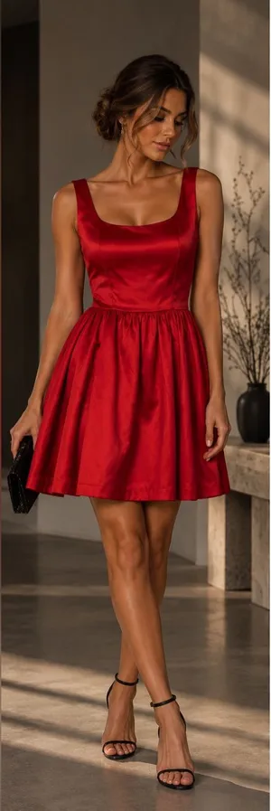Vintage Forever 21 Red Satin Bow Back Mini Dress Sz S Petite NWOT thumbnail 1