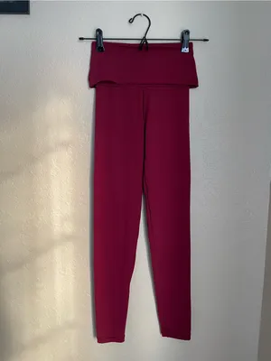 New Aerie Offline Real Me Xtra Fold Over Leggings Size XS Deep Cherry Stretchy thumbnail 4