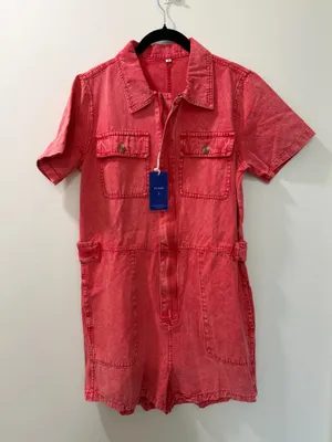 NWT Washed Pink Short Sleeve Utility Romper thumbnail 2