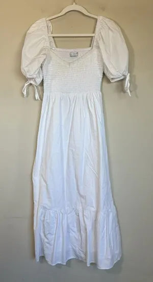 Faithfull The‎ Brand Lithana Midi Dress White Poplin Size US 4 Small thumbnail 1