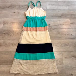 AKIRA CHICAGO Maxi Dress Size Small‎ S Sleeveless Crochet Trim Green Lace Cream thumbnail 2