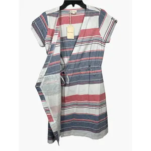 NWT Hem & Thread Small Dress 100% Cotton Striped Short Sleeve Wrap Womens thumbnail 10