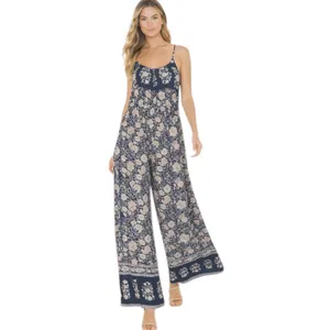 NWT FATE Navy Floral Wide Leg Jumpsuit Boho Flowy Sleeveless Size M thumbnail 12