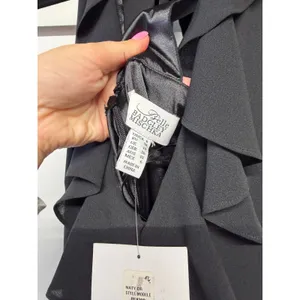 Belle Badgley Mischka Black Halter Maxi Dress Ruffle Backless Size 6 NWT thumbnail 6