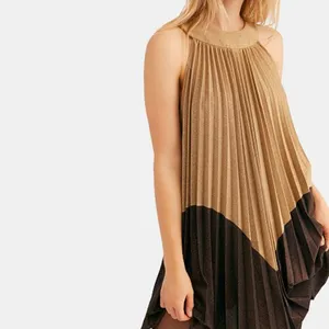 NWT Free People Pleated Love Metallic Mini Dress Color block Medium thumbnail 5