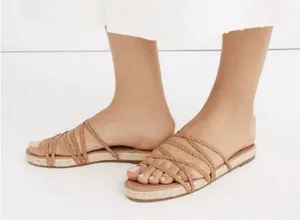Madewell Women's The Kathryn Espadrille Slide Sandal Leather Size 8 MD777 NWOB thumbnail 1