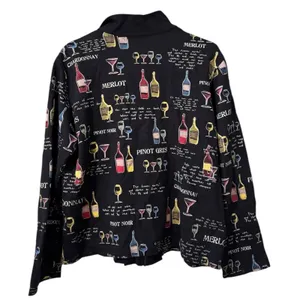 Jess & Jane Women Size L Jacket Hoodie Black Zip Wine Rhinestones 100%‎ Cotton thumbnail 2