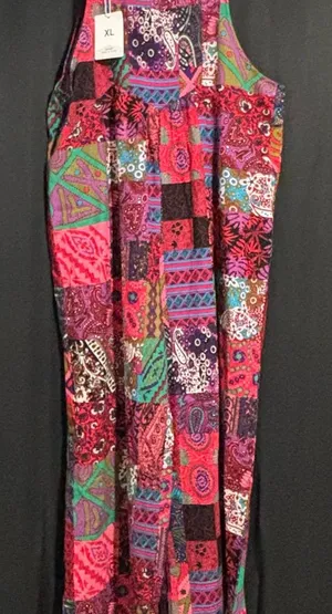 Unbranded XL Colorful Wide Leg Patchwork Print Jumpsuit thumbnail 2