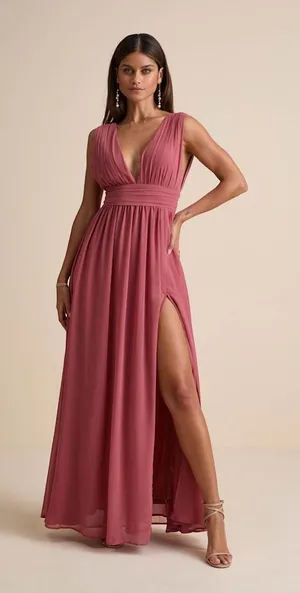 NWOT Lulus Heavenly Hues Desert Rose Maxi Dress in Desert Rose Size Medium MSRP $99 thumbnail 1