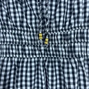 Speed Limit Gingham Checked Tiered Mini Dress Black Cottagecore Smocked Size S thumbnail 3