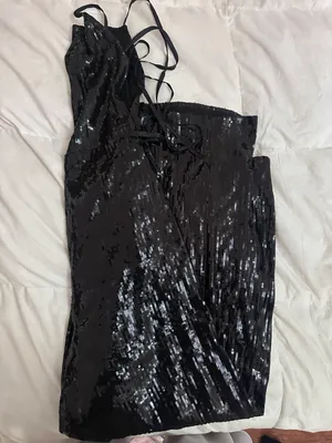 Elwood wide leg halter sequined black jumpsuit thumbnail 4