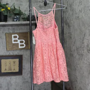 NWT City Studios Juniors Lace Halter Fit & Flare Dress Pink 11 thumbnail 3