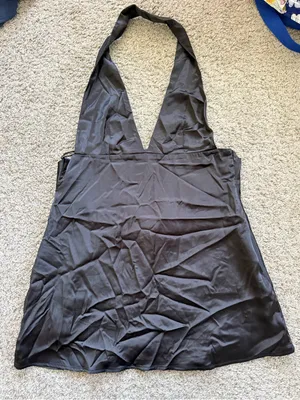 Peppermayo Satin Black Halter V-Neck Mini Dress thumbnail 2