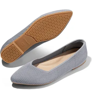 Ballet Flats Gray Women’s 11 Comfort Slip On Ribbed Knit Pointed Toe Grey FCT thumbnail 1