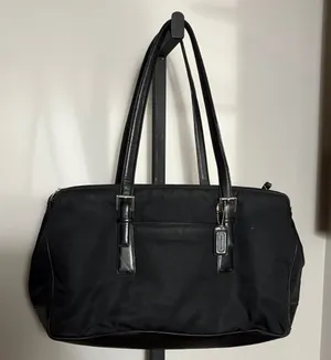 Coach Classic K1K 7434 Vintage Black Twill & Leather Carryall Bag thumbnail 1