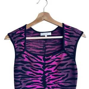 Milly Top Sz S Zebra Print Knit Pink And Black Stretchy thumbnail 7