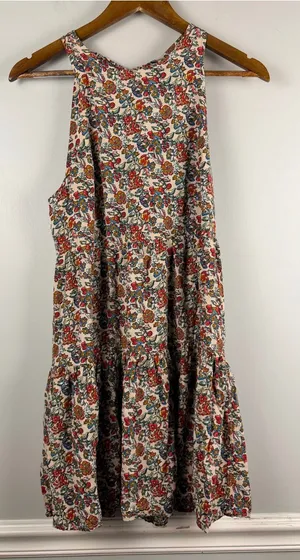 NATURAL LIFE Floral Backless Halter Hallie Dress in Cream size small READ thumbnail 1