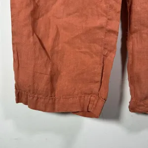 Lou & Grey Small Terracotta Brown Orange Linen Elastic‎ Waist Pants Cropped thumbnail 4